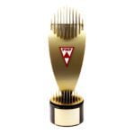 Troféu em aço carbono com pintura automotiva dourada
