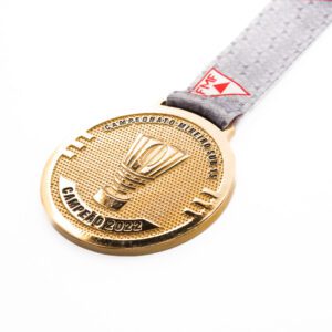 Medalha em metal 3D banho ouro esmaltado e fita digital