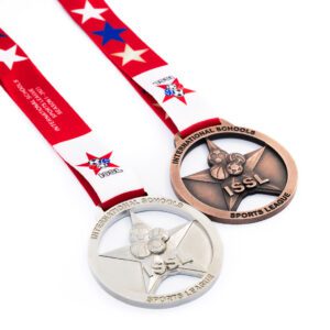 Medalha em metal banho do níquel cobre velho e fita digital