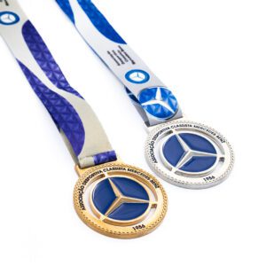 Medalha em metal 3D banho ouro níquel e fita digital