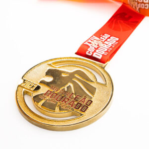 Medalha em metal 3D banho de ouro esmaltado e fita digital