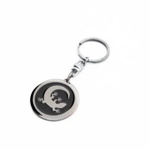 Chaveiro em metal banho de ônix elo giratório e argola italiana