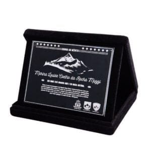 Placa em aço inox com estojo de veludo