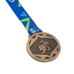 Medalha em metal 3D banho ouro velho e fita digital