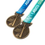 Medalha em metal 3D banho ouro velho e fita digital
