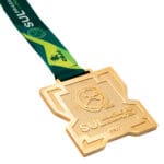 Medalha em metal 3d banho de ouro com fita digital