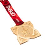 Medalha em metal 3d banho de ouro com fita digital