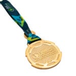 Medalha em metal 3d banho de ouro com fita digital