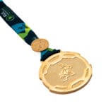 Medalha em metal 3d banho de ouro com fita digital