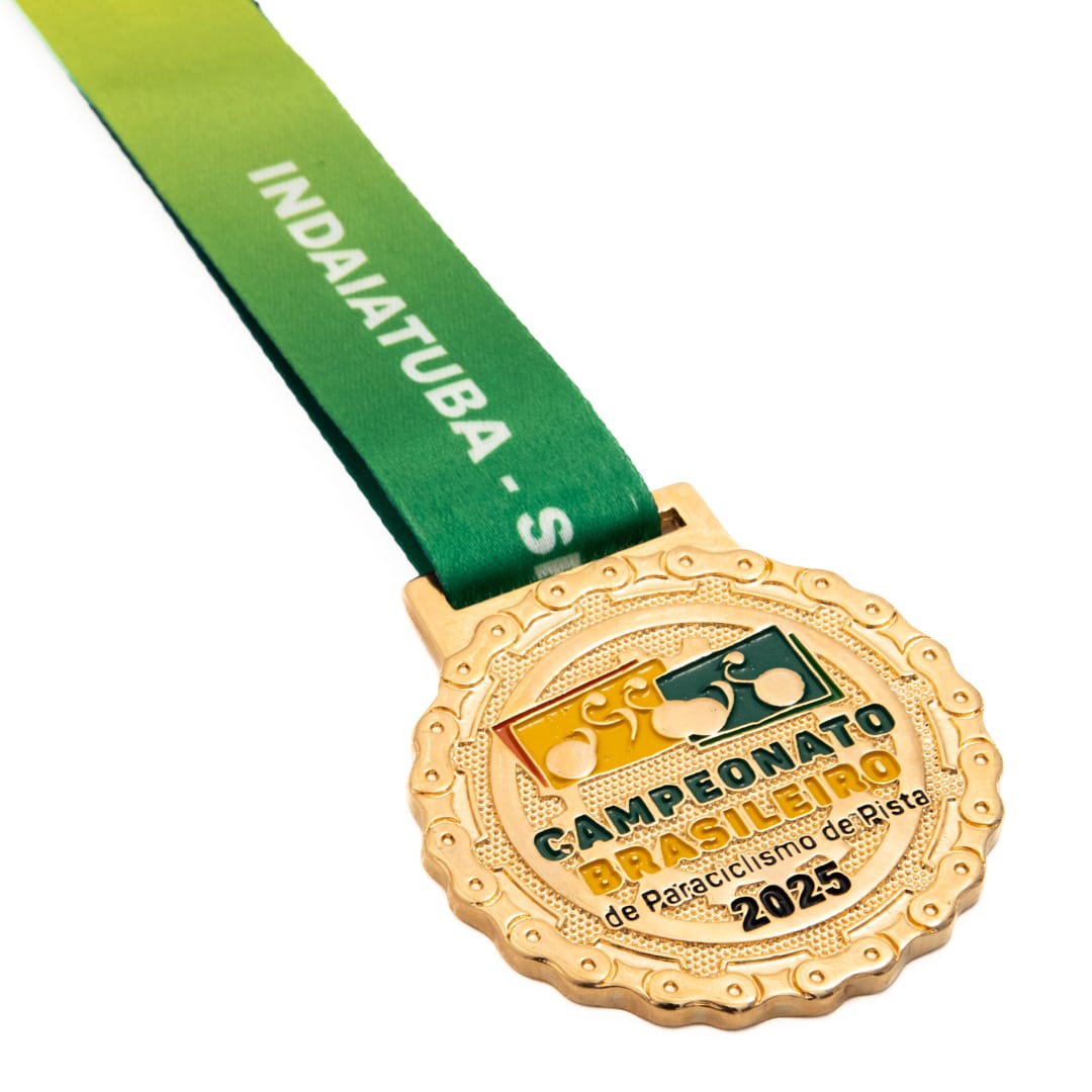 Medalha em metal 3D com banho de ouro