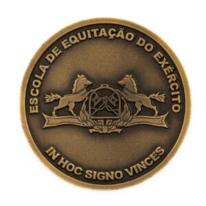 Moeda em metal 3D banho de ouro velho esmaltado