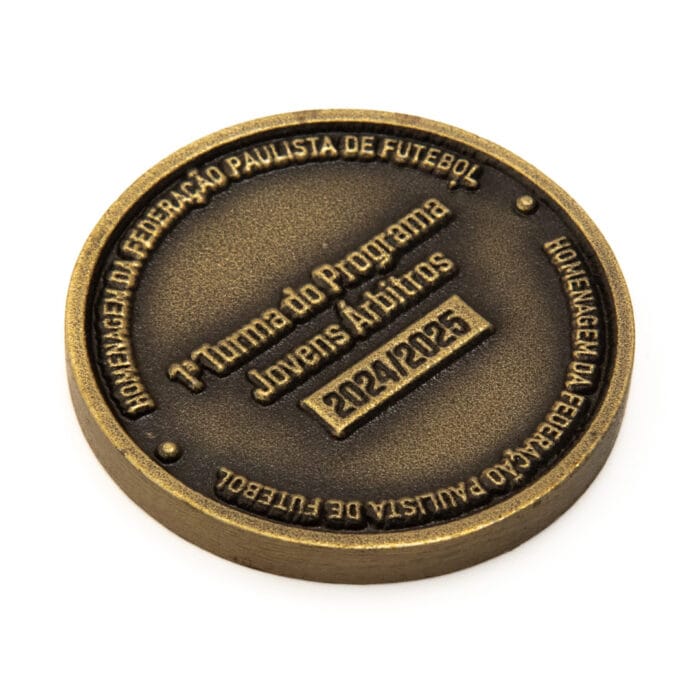 Moeda em metal 3D banho de ouro velho esmaltado - Imagem 3