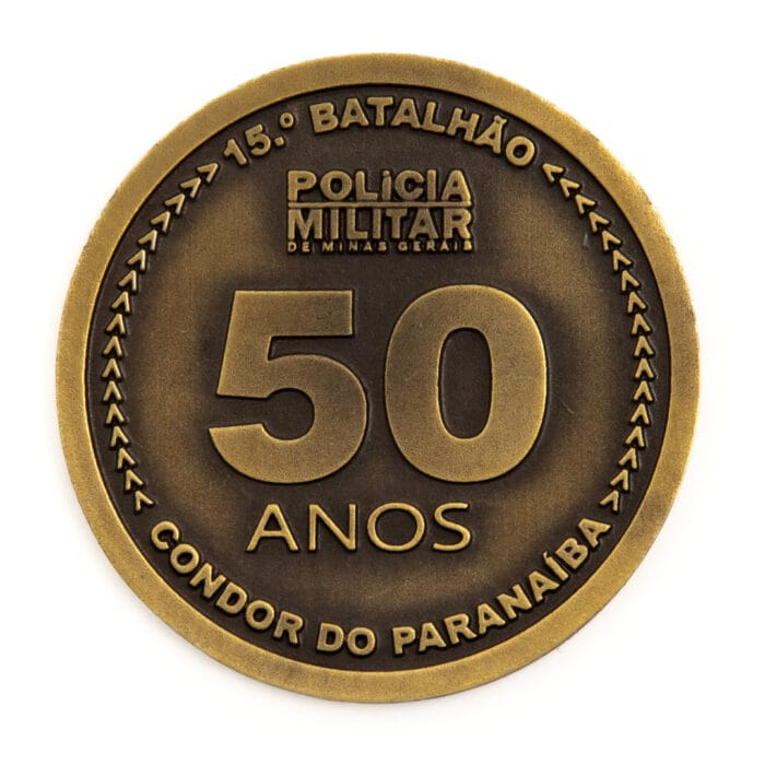 Moeda em metal 3D banho de ouro velho esmaltado - Imagem 1