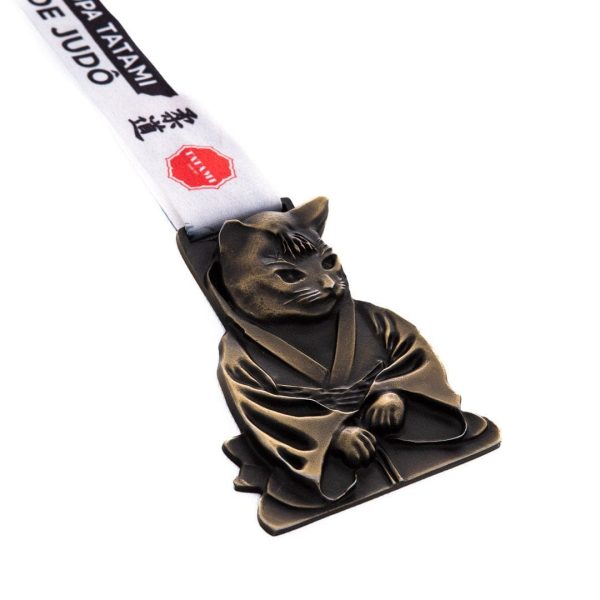 Medalha em metal 3D banho de ouro velho e fita digital